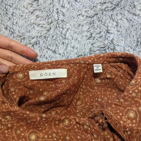 Doen Billie Jean Top Blouse Tamarillo Prairie Paisley Orange Ruffle Small - Picture 6 of 7